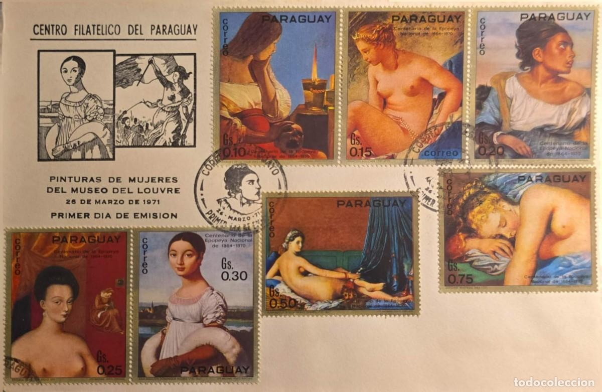 CDs de m&uacute;sica: TS) 1971 PARAGUAY, FDC,WITH THE WOMAN IN THE PAINTING AND PAINTINGS FROM THE LOUVRE MUSEUM,VF.