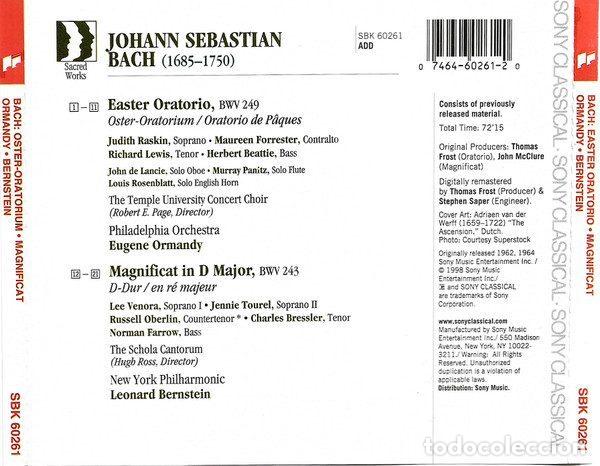 CDs de m&uacute;sica: Bach, Philadelphia Orchestra, Eugene Ormandy, New York Philharmonic, Leonard Bernstein &ndash; Easter... - Foto 2
