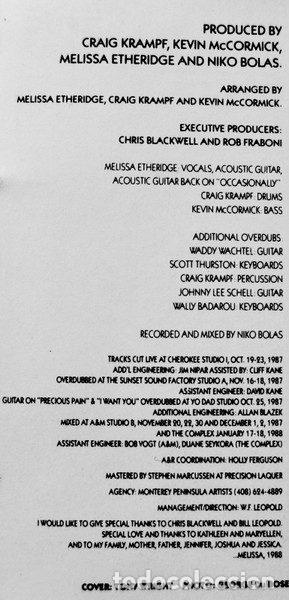 CDs de m&uacute;sica: Melissa Etheridge &ndash; Melissa Etheridge (CD, Island Records CDCID 9879) - Foto 3