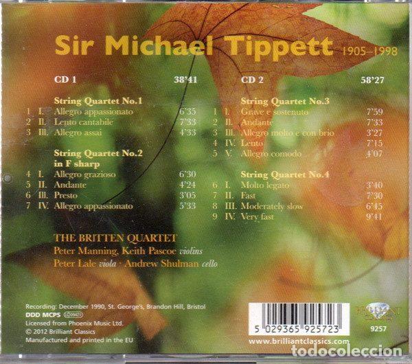 CDs de m&uacute;sica: Tippett - The Britten Quartet &ndash; String Quartets [Nos.1-4] (CD, Brilliant Classics 9257) - Foto 2