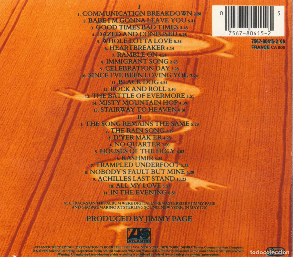 CDs de m&uacute;sica: G782 - [DOBLE CD]. LED ZEPPELIN. REMASTERS. RECOPILATORIO. - Foto 2