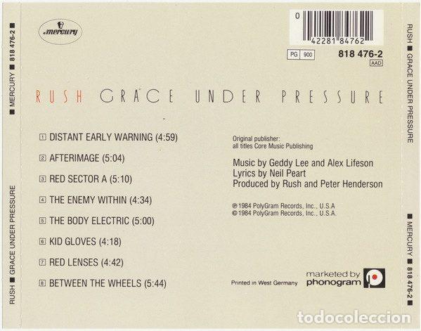 CDs de m&uacute;sica: Rush &ndash; Grace Under Pressure (CD, Mercury 818 476-2) - Foto 2