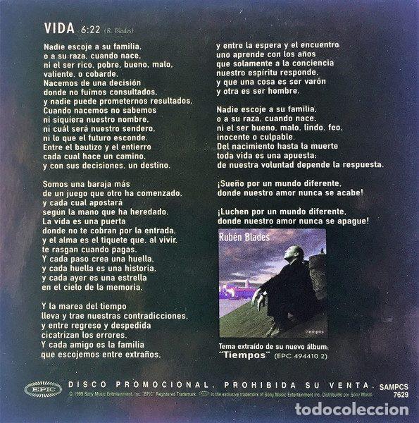 CDs de m&uacute;sica: Ruben Blades &ndash; Vida (CD, Epic SAMPCS7629) - Foto 3