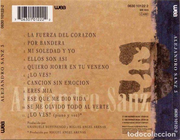 CDs de m&uacute;sica: Alejandro Sanz &ndash; 3 (CD, WEA 0630 10122-2) - Foto 2