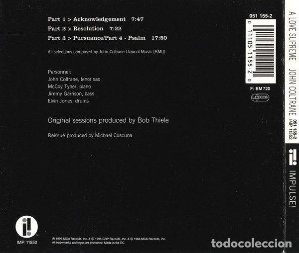 CDs de m&uacute;sica: John Coltrane &ndash; A Love Supreme (CD, Impulse! 051 155-2) - Foto 2