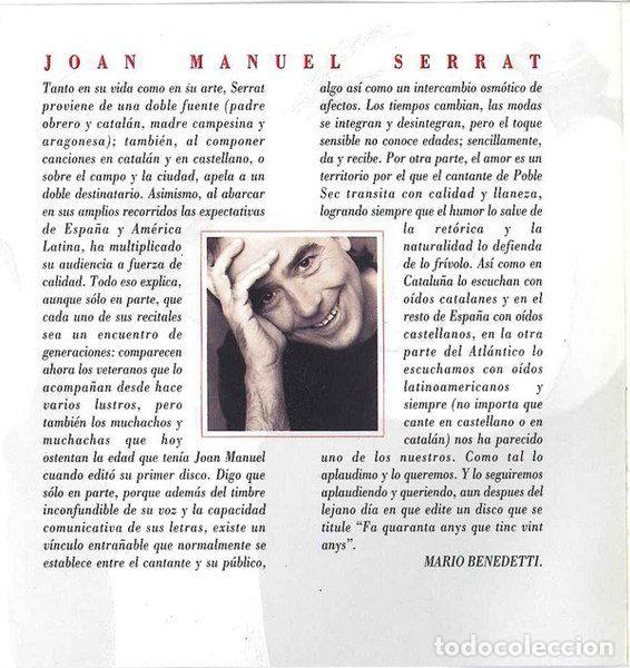 CDs de m&uacute;sica: Various &ndash; Serrat... Eres &Uacute;nico! (CD, RCA 74321 31323 2) - Foto 2