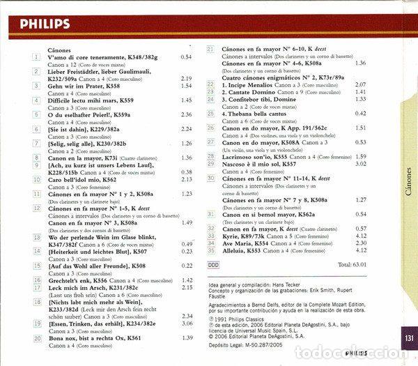 CDs de m&uacute;sica: Mozart &ndash; C&aacute;nones (CD, Philips 464 908-2) - Foto 3