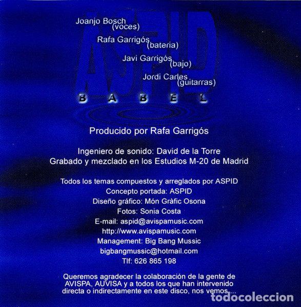 CDs de m&uacute;sica: Aspid &ndash; Babel (CD, Avispa ACD-052) - Foto 4