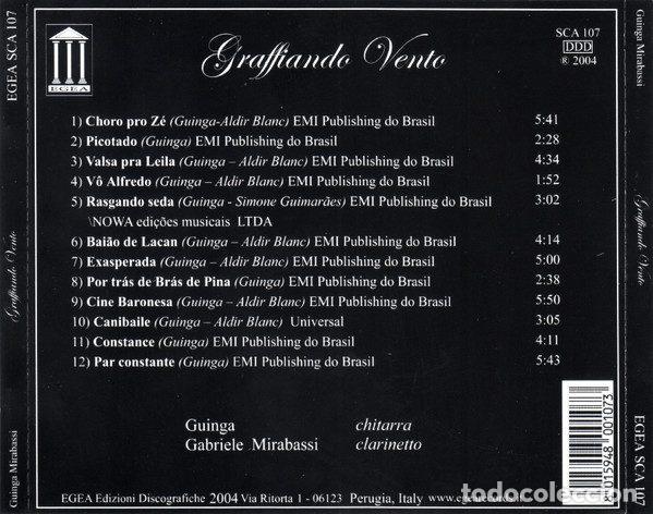 CDs de m&uacute;sica: Gabriele Mirabassi, Guinga &ndash; Graffiando Vento (CD, EGEA SCA 107) - Foto 7