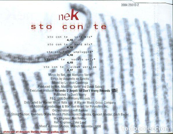 CDs de m&uacute;sica: Nek &ndash; Sto Con Te (CD, WEA 3984 25510-2) - Foto 3