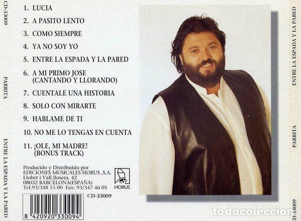 CDs de m&uacute;sica: Parrita &ndash; Entre La Espada Y La Pared (CD, Horus CD-33009) - Foto 2