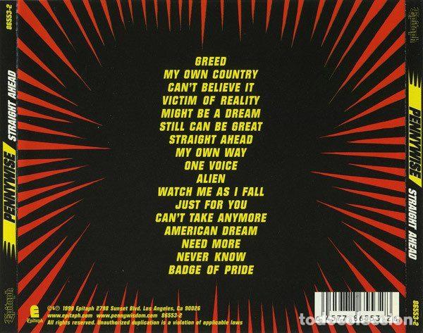 CDs de m&uacute;sica: Pennywise &ndash; Straight Ahead (CD, Epitaph 86553-2) - Foto 2