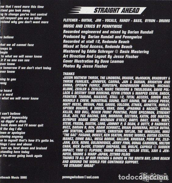 CDs de m&uacute;sica: Pennywise &ndash; Straight Ahead (CD, Epitaph 86553-2) - Foto 9