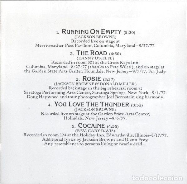 CDs de m&uacute;sica: Jackson Browne &ndash; Running On Empty (CD, Asylum Records 7559-60325-2) - Foto 4