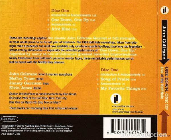 CDs de m&uacute;sica: JOHN COLTRANE &ndash; ONE DOWN, ONE UP (LIVE AT THE HALF NOTE) 2CD-DIGIPACK 2005 - Foto 2