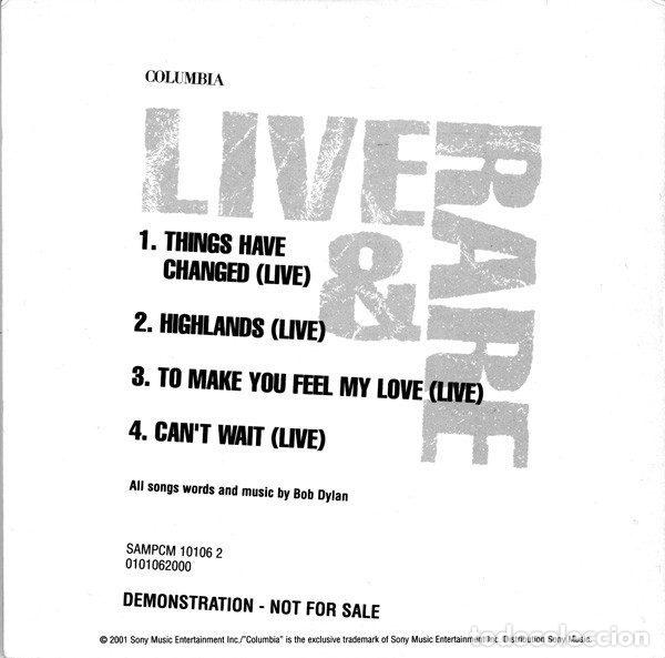 CDs de m&uacute;sica: Bob Dylan &ndash; Live & Rare (CD, Columbia SAMPCM 10106 2) - Foto 2