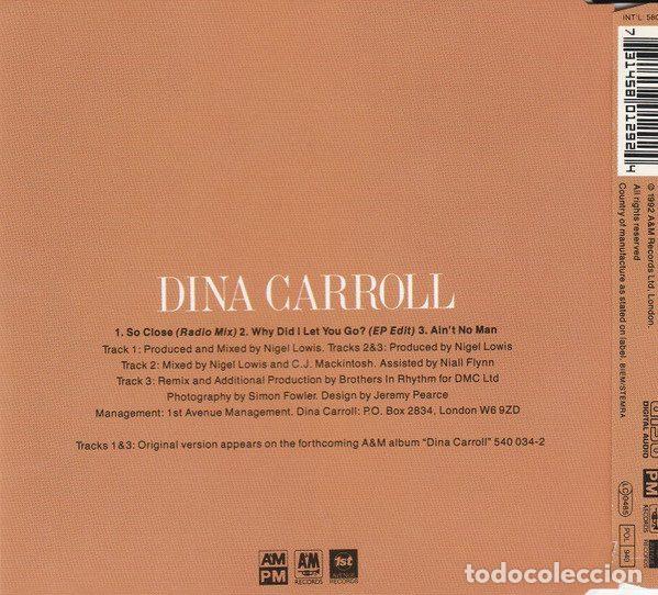 CDs de m&uacute;sica: Dina Carroll &ndash; So Close (CD, A&M Records 580129-2) - Foto 2