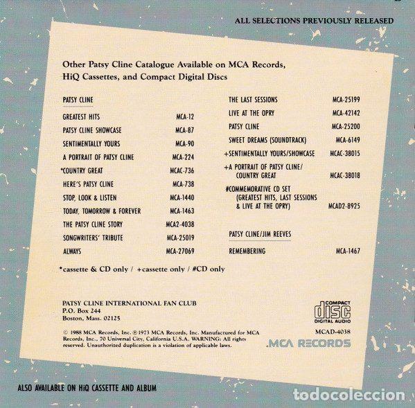 CDs de m&uacute;sica: Patsy Cline &ndash; The Patsy Cline Story (CD, MCA Records MCAD-4038) - Foto 4