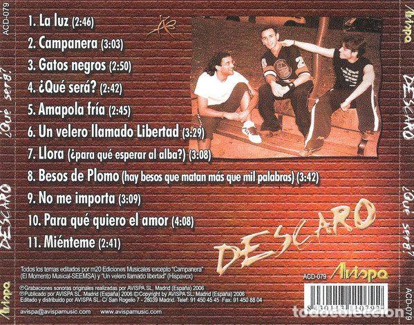 CDs de m&uacute;sica: Descaro &ndash; &iquest;Que Sera? (CD, Avispa ACD-079) - Foto 2