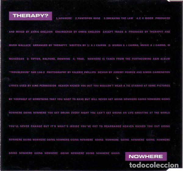 CDs de m&uacute;sica: Therapy? &ndash; Nowhere (CD, A&M Records 580 505-2) - Foto 4