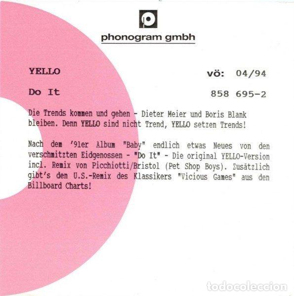 CDs de m&uacute;sica: Yello &ndash; Do It (CD, Mercury 858 695-2) - Foto 6