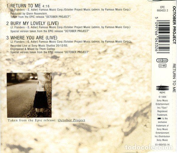 CDs de m&uacute;sica: October Project &ndash; Return To Me (CD, Epic EPC 660433 2) - Foto 3