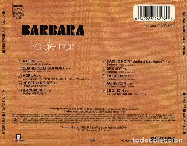 CDs de m&uacute;sica: Barbara &ndash; Laigle Noir (CD, Philips 832 689-2) - Foto 3