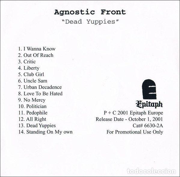 CDs de m&uacute;sica: Agnostic Front &ndash; Dead Yuppies (CD, Epitaph 6630-2A) - Foto 2
