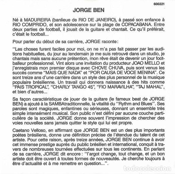 CDs de m&uacute;sica: Jorge Ben &ndash; Brasil (CD, Sigla 600221) - Foto 6