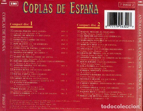CDs de m&uacute;sica: Various &ndash; Coplas De Espa&ntilde;a (CD, EMI 7 95632 2) - Foto 3