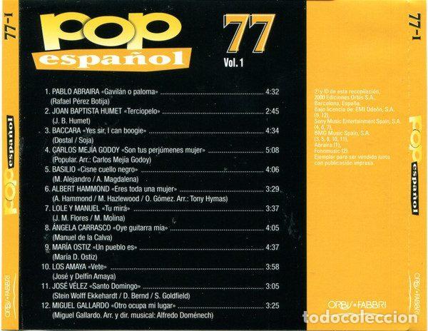 CDs de m&uacute;sica: Various &ndash; Pop Espa&ntilde;ol 77 (Vol.1) (CD, Orbis POP-08) - Foto 3
