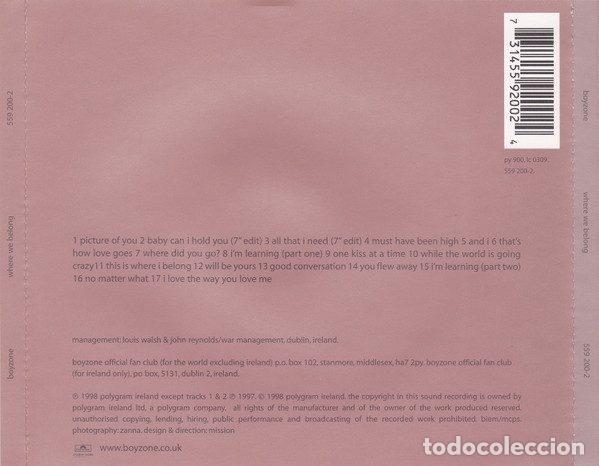CDs de m&uacute;sica: Boyzone &ndash; Where We Belong (CD, Polydor 559 200-2) - Foto 3