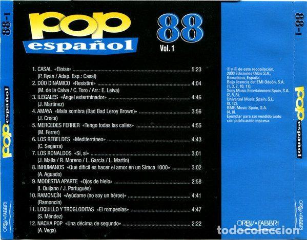 CDs de m&uacute;sica: Various &ndash; Pop Espa&ntilde;ol 88 (Vol.1) (CD, Orbis POP-19) - Foto 3