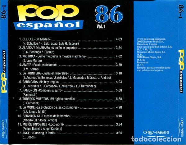 CDs de m&uacute;sica: Various &ndash; Pop Espa&ntilde;ol 86 (Vol.1) (CD, Orbis POP-06) - Foto 3