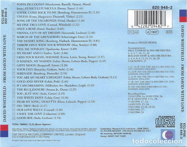 CDs de m&uacute;sica: David Whitfield &ndash; From David With Love (CD, Eclipse 820 948-2) - Foto 3