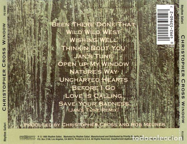 CDs de m&uacute;sica: Christopher Cross &ndash; Window (CD, Rhythm Safari P2 53960) - Foto 2