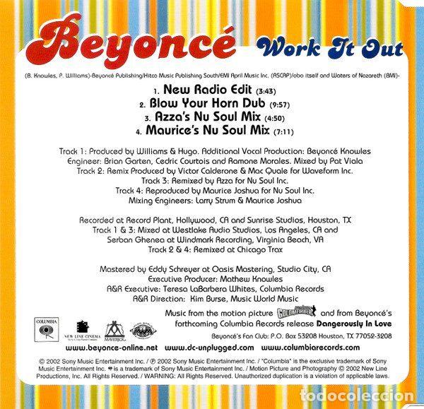 CDs de m&uacute;sica: Beyonc&eacute; &ndash; Work It Out (CD, Columbia COL 672687 2) - Foto 3