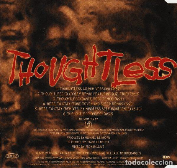 CDs de m&uacute;sica: Korn &ndash; Thoughtless (CD, Epic 672986 2) - Foto 3