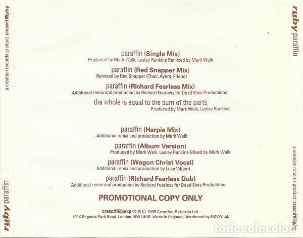 CDs de m&uacute;sica: Ruby &ndash; Paraffin (CD, Creation Records crescd165p/xp) - Foto 3