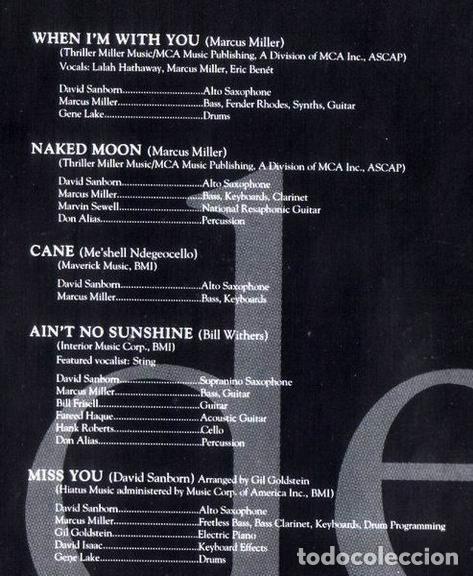 CDs de m&uacute;sica: David Sanborn &ndash; Inside (CD, Elektra 7559-62346-2) - Foto 4