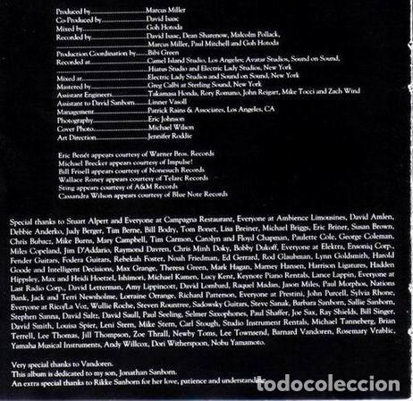 CDs de m&uacute;sica: David Sanborn &ndash; Inside (CD, Elektra 7559-62346-2) - Foto 5