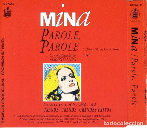 CDs de m&uacute;sica: Mina &ndash; Parole Parole (CD, Hispavox 40 2463 2) - Foto 2