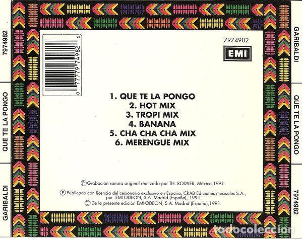 CDs de m&uacute;sica: Garibaldi &ndash; Que Te La Pongo (CD, EMI 7974982) - Foto 2