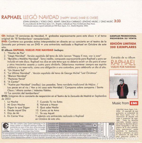 CDs de m&uacute;sica: Raphael &ndash; Lleg&oacute; Navidad (CD, EMI 724387654327) - Foto 2