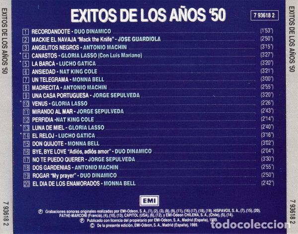 CDs de m&uacute;sica: Various &ndash; Exitos De Los A&ntilde;os 50 (CD, EMI 7 93618 2) - Foto 4