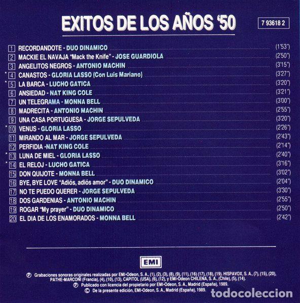 CDs de m&uacute;sica: Various &ndash; Exitos De Los A&ntilde;os 50 (CD, EMI 7 93618 2) - Foto 2