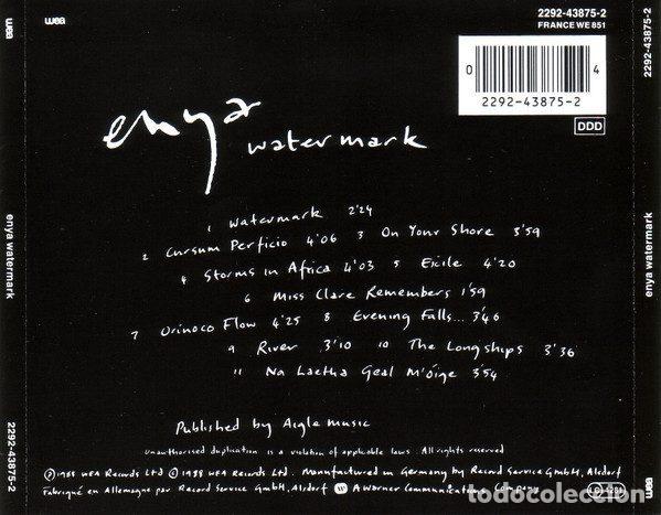 CDs de m&uacute;sica: Enya &ndash; Watermark (CD, WEA 2292-43875-2) - Foto 2
