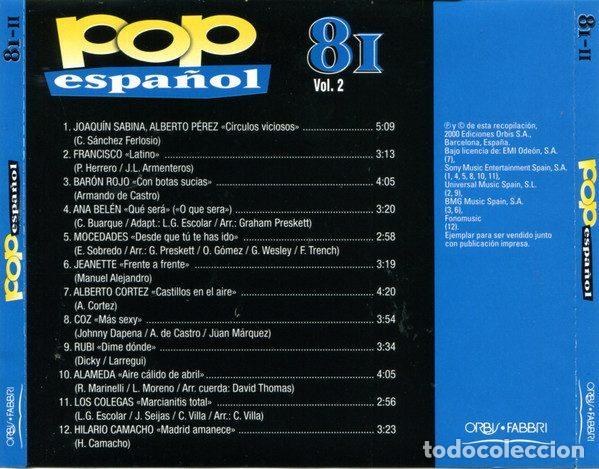 CDs de m&uacute;sica: Various &ndash; Pop Espa&ntilde;ol 81 (Vol.2) (CD, Orbis POP-12) - Foto 3