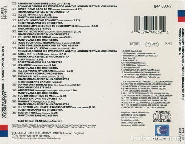 CDs de m&uacute;sica: Various &ndash; Among My Souvenirs - Those Romantic 20s (CD, Eclipse 844 083-2) - Foto 2