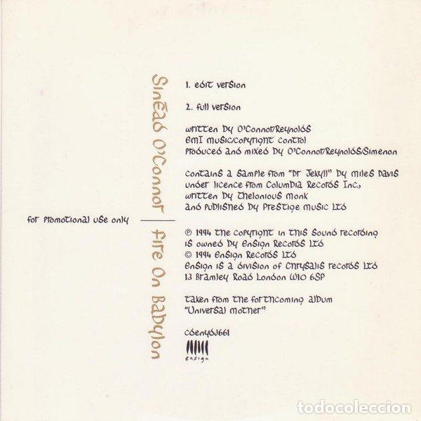 CDs de m&uacute;sica: Sin&eacute;ad OConnor &ndash; Fire On Babylon (CD, Ensign cdenydj661) - Foto 2